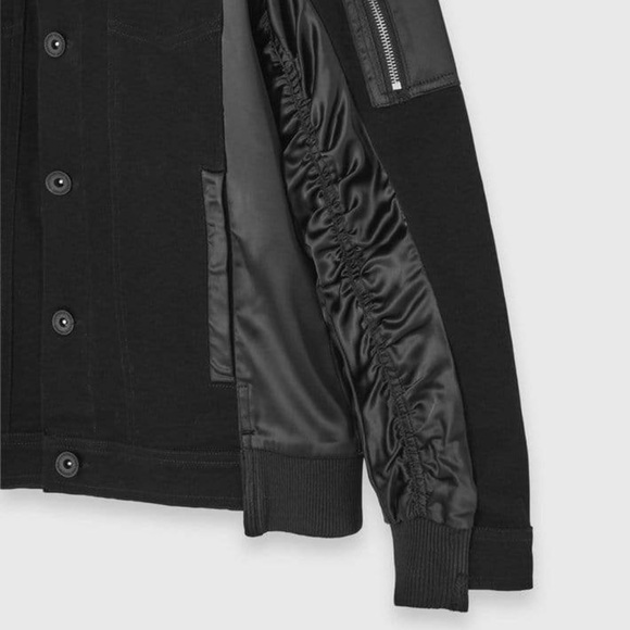 SATIN DENIM JACKET - BLACK - Picture 2 of 5